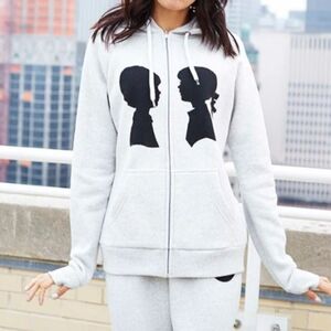 Boy Meets Girl Light Gray Hoodie with Black Silhouette